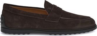 Tod's Mens Suede Loafers With Monogram Detail Testa Moro Calf Leather Bos Taurus