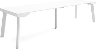 Skraut Home Mesa Consola Extensible, Mesa Comedor Plegable, 300, Para 14 Comensales, Patas De Madera, Estilo Moderno, Blanco - Skraut Home
