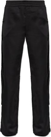 Off-white Broeken, Dames, Zwart, XS, Satijn, Satijnen broek met logo-opdruk