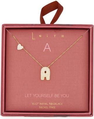 Leith Cubic Zirconia Heart & Bubble Initial Pendant Necklace in A- Clear- Gold at Nordstrom Rack