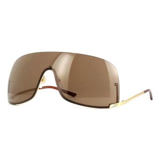 Gucci GG1560S001 Shield Semi Rim Sunglasses - Gold