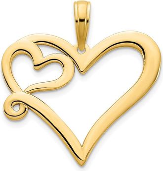 Diamond2Deal 14k Yellow Gold Heart in Heart Pendant