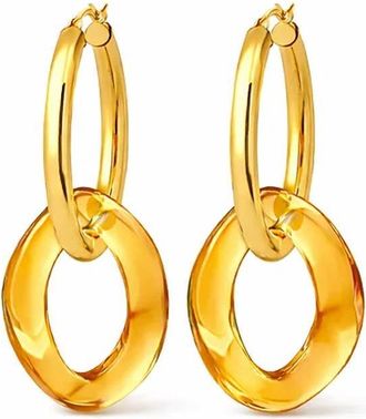 Gold & Honey Womens Lucite Curb Link Hoop Earrings In Honey