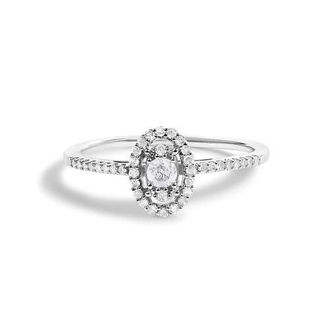 House of Brilliance 14K White Gold 1/5 Cttw Diamond With Halo Engagement Ring at Nordstrom, Size 7.5