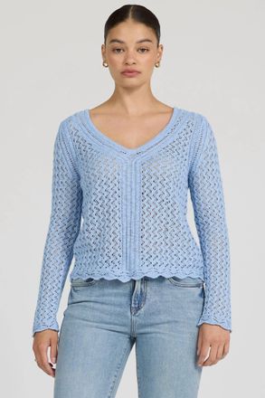 Dear John Denim Vivi Open-Knit Sweater In Skyway