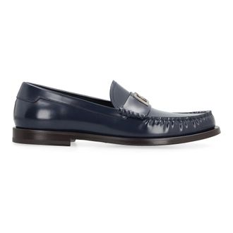 Dolce & Gabbana Loafers, male, Blue, Size: 7 US Logo Detail Leather Loafers
