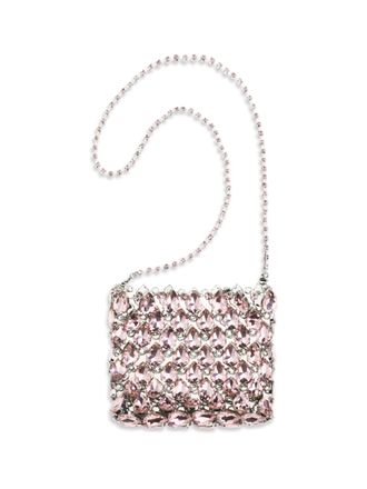 Self Portrait Crystal Mesh Shoulder Bag - Pink