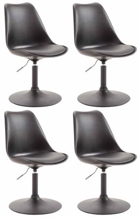 Clp Set De 4 Sillas De Comedor Maverick Con Pie De Trompeta Negro Negro