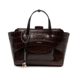 Hidesins Flap Medium Leren Tote - Dames - Handtassen - Bruin - ONE Size - Katoen - Tassen