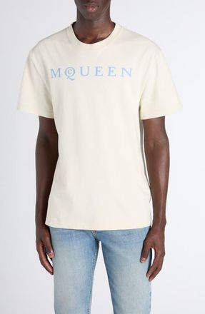 Alexander McQueen Logo Graphic T-Shirt in Gesso/Ice Blue at Nordstrom, Size Xx-Large