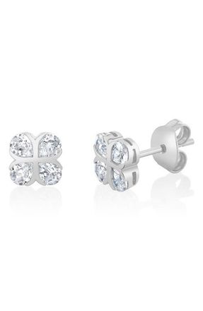 Crislu Pear Shape 4-Stone Stud Earrings in Pure Platinum /Clear Stone at Nordstrom