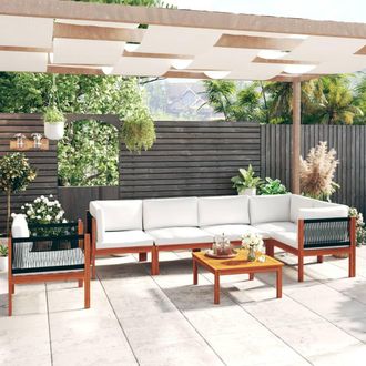 vidaXL Conjunto De Jard&iacute;n 7 Piezas Con Cojines Color Crema 63x63 Cm Vidaxl