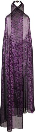 Versace all-over logo-print beach dress - women - Polyester - OS - Black