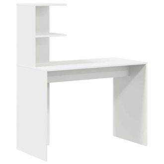 Berkfield Home White Writing Desk White MDF Compact Decorative Inlays