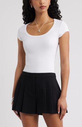 Open Edit Scoop Neck Stretch Cotton T-Shirt in White at Nordstrom, Size Xx-Small