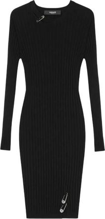 Versace Safety Pin Ribbed-Knit Dress, Brand Size 38 ( US Size 2 )