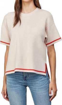 Fate Edge Contrast Trim Sweater Tee In Beige