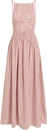 Faithfull The Brand Laia Checked Shirred Cotton Maxi Dress - Red And White - XL (UK16 / XL)