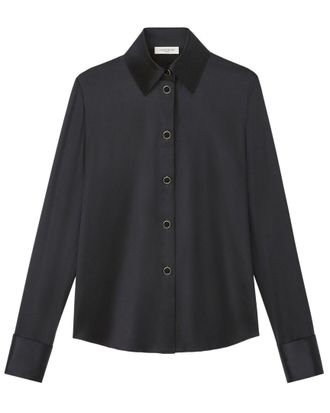 Lafayette 148 New York Button Front Slim Silk Blouse