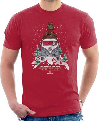 Volkswagen Christmas Camper White Text Mens T-Shirt