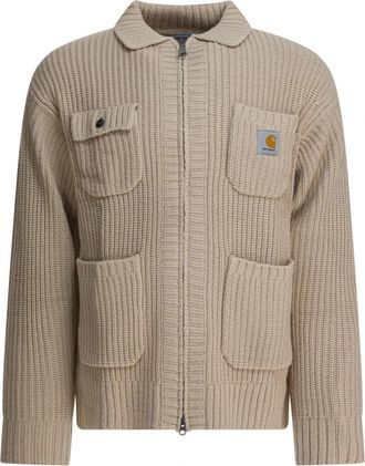 Carhartt Work in Progress Chore Knit Jacket - Heren - Vesten - Beige - XL - Wol - Truien & Vesten