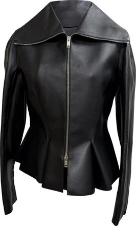 Givenchy Pre-owned Womens Peplum Jacket in Black Leather Lamb Leather - Size EU 38 (Womens)