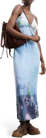 Desigual Floral Print Denim Dress in Light Blue at Nordstrom, Size X-Large
