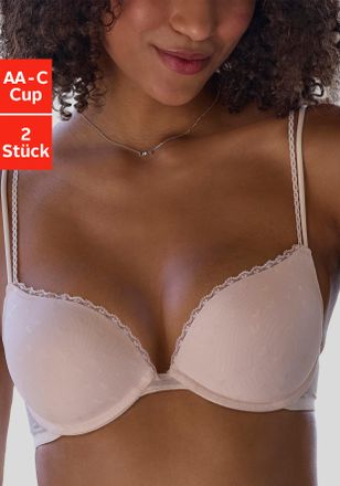 Petite Fleur Push-up-BH PETITE FLEUR, Damen, Gr. 75, Cup AA, beige (wei&szlig;, puder), Mesh, Obermaterial: 80% Polyamid, 20% Elasthan, BHs Push-up-BH, aus s&uuml;ssem Herzch