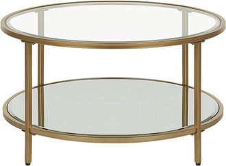 Beliani Beliani - Modern Round Coffee Table Tempered Glass &oslash; 70 cm Iron Shelf Gold Birney