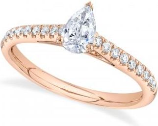 Allurez Pear Diamond Solitaire Engagement Ring 14K Rose Gold (0.59ct)