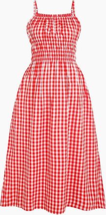 Miso Womens Square Neck Midi A-Line Dress - Multi/Red - Size: 10