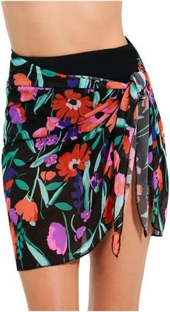 Gottex Mesh Sarong Wrap Skirt in Black-Multi at Nordstrom