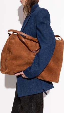 Ferragamo Suede Shopper Bag, Womens, Brown