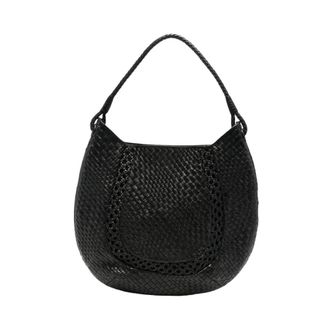 Ibeliv Borsa a spalla in pelle intrecciata Lamia - - Bags - Donna - Nero - ONE SIZE