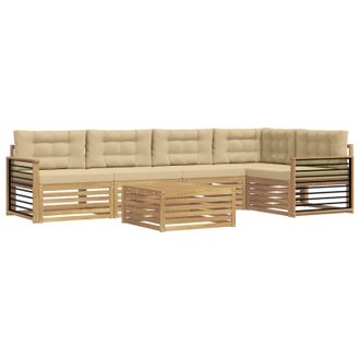 vidaXL Conjunto De Sof&aacute;s De Exterior Con Coj&iacute;n 6 Pcs Y Beige Poli&eacute;ster Vidaxl