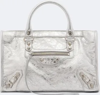 Balenciaga Le City Small metallic leather top-handle bag