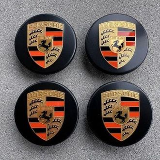 Andiamo Quatre Enjoliveurs De Roue Porsche Noirs Et Incurv&eacute;s, De 76 Mm De Diam&egrave;tre, Avec Logo, Assortis &Agrave; La Couleur