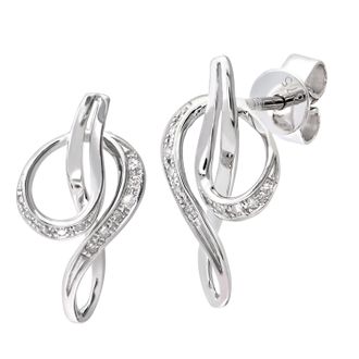 Diamant L'&eacute;ternel Womens 9ct White Gold Diamond Twist Drop Earrings - One Size