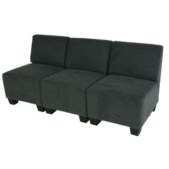 Hhg Sof&aacute; Modular 3 Plazas Lyon, Tela/textil, Gris Antracita, Sin Reposabrazos