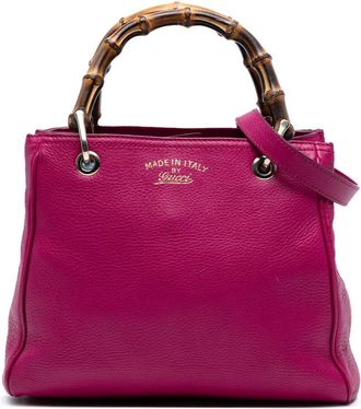 Gucci Pre-owned Gucci Small Calfskin Bamboo Shopper Satchel Ladies 336032 520981