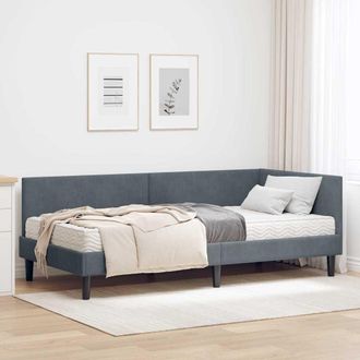 vidaXL Struttura Letto Angolare Con Materasso 2 Pz Grigio Velluto Vidaxl