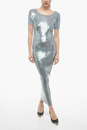 Maison Margiela MM0 Sequined Short-Sleeve Maxi Dress Maison Margiela