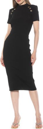 Alexia Admor Adara Rib Knit Midi Dress in Black at Nordstrom Rack, Size X-Small