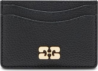 Ganni Zwarte Portemonnees Kaarthouder Korrelig Goud - Dames - Portefeuilles - Zwart - ONE Size - Polyester - Accessoires