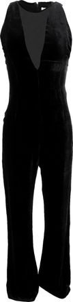 Sandro Sandro V-neck Velvet Jumpsuit in Black Viscose