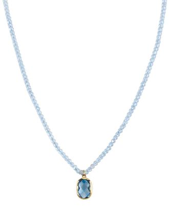 Jewelmak 14K Blue Topaz Necklace