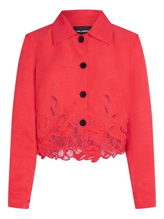 Karl Lagerfeld embroidered cropped jacket - women - Rayon/Linen/Flax/Viscose - 42