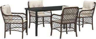 vidaXL Vidaxl - Garden Dining Set with Cushion 5 pcs Brown Poly rattan