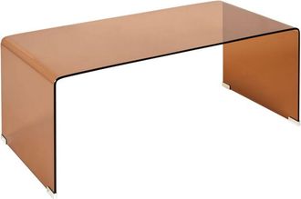 Beliani Mesa De Centro Moderna Minimalista Rectangular De Vidrio Semitransparente Marr&oacute;n Kendall