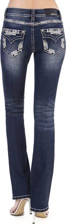 Grace in L.A. Mid Rise Faux Flap Pocket Jeans In Blue